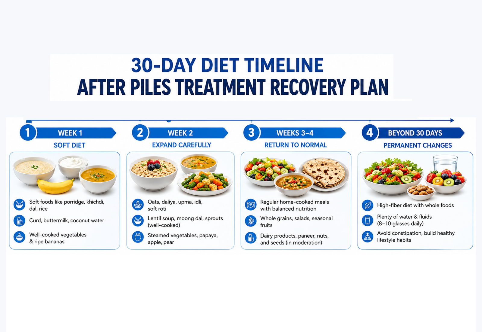 High-fibre Indian foods for piles recovery - dals, vegetables, fruits.
